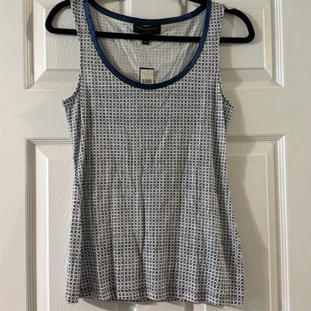 Banana republic, blue, and white tank top